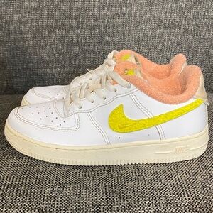 Nike White and Yellow Swoosh Sneakers